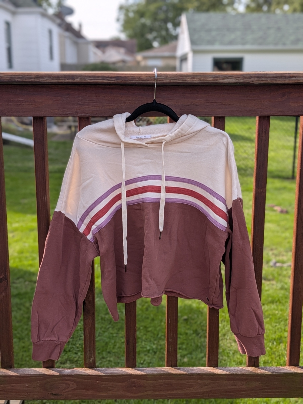 O'Neill Cropped Two-Tone Hooded Sweatshirt